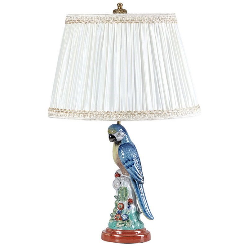 Настольная лампа с абажуром и основанием в виде попугая Parrot Table Lamp Белый Мульти Бронза в Санкт-петербурге | Loft Concept 