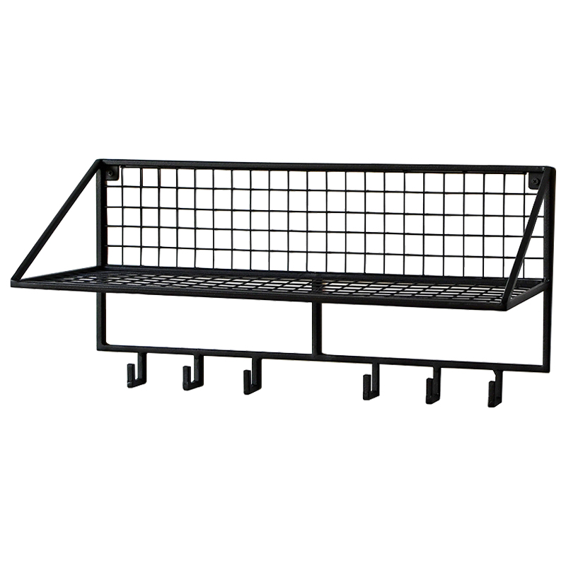 Вешалка с полкой Rhian Industrial Metal Rust Shelf Black S Черный в Санкт-петербурге | Loft Concept 