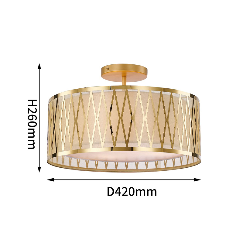 Потолочный светильник с золотым каркасом и тканевым абажуром Lustery в Санкт-петербурге