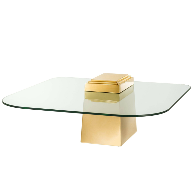 Кофейный стол Eichholtz Coffee Table Orient Gold Глянцевое золото Прозрачный в Санкт-петербурге | Loft Concept 