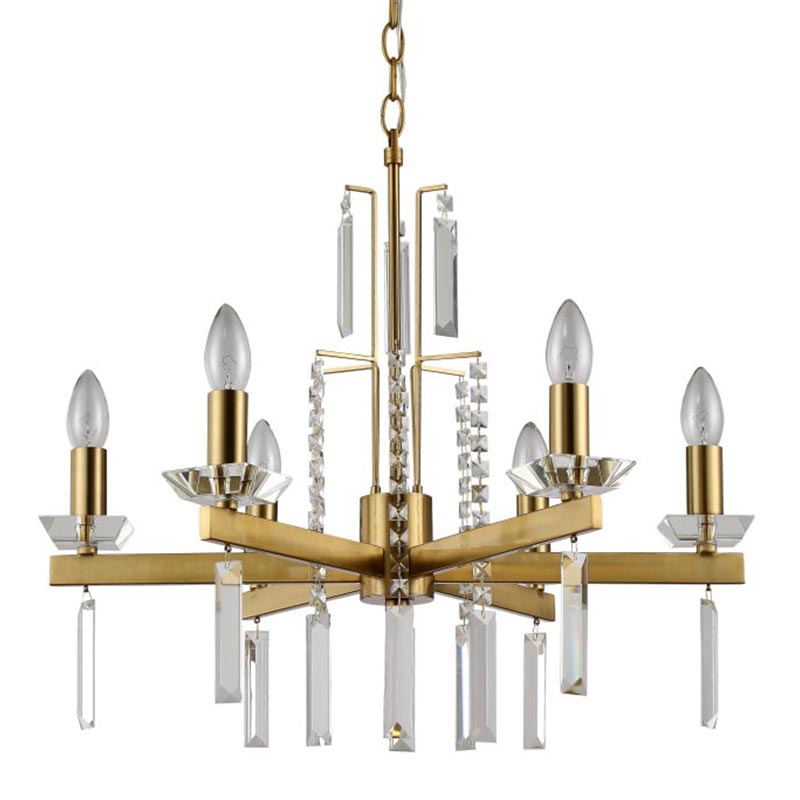 Люстра Vivien Crystal Brass Chandelier 6 Латунь Серый в Санкт-петербурге | Loft Concept 