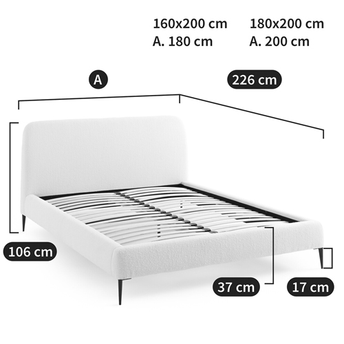 Кровать с обивкой букле Wanda Boucle Bed в Санкт-петербурге