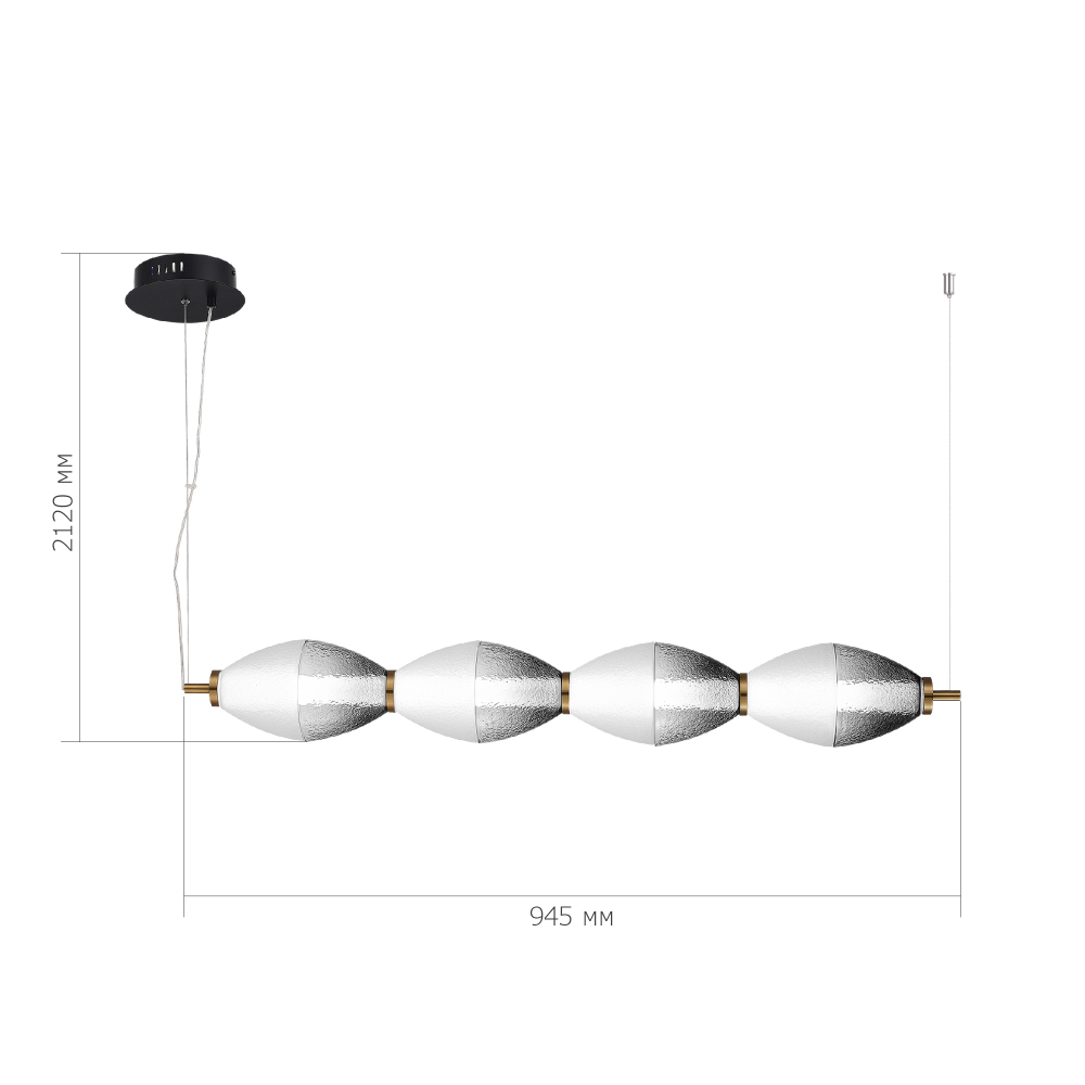 Подвесной светильник линейный в сочетании двух разных фактур стекла Enchanting в Санкт-петербурге