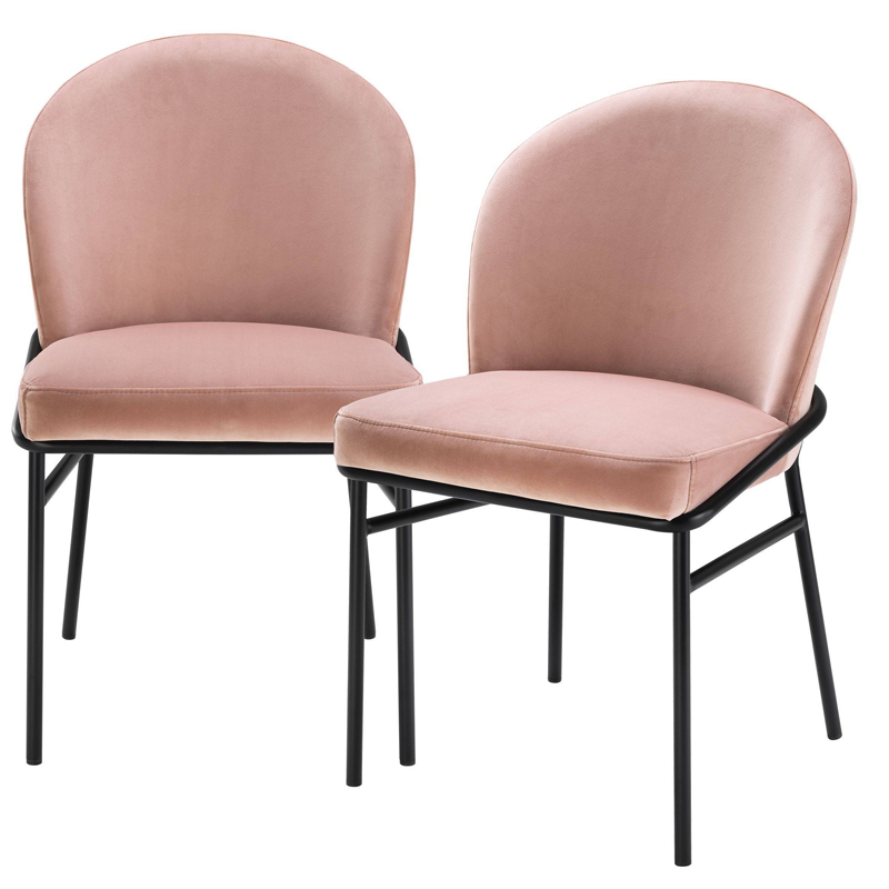 Комплект из двух стульев Eichholtz Dining Chair Willis Set of 2 nude Черный Розовый пастельный в Санкт-петербурге | Loft Concept 