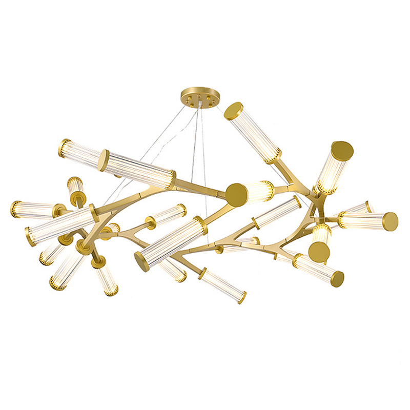 Люстра Cylinder Branches Chandelier Ring Gold Золотой Прозрачный в Санкт-петербурге | Loft Concept 