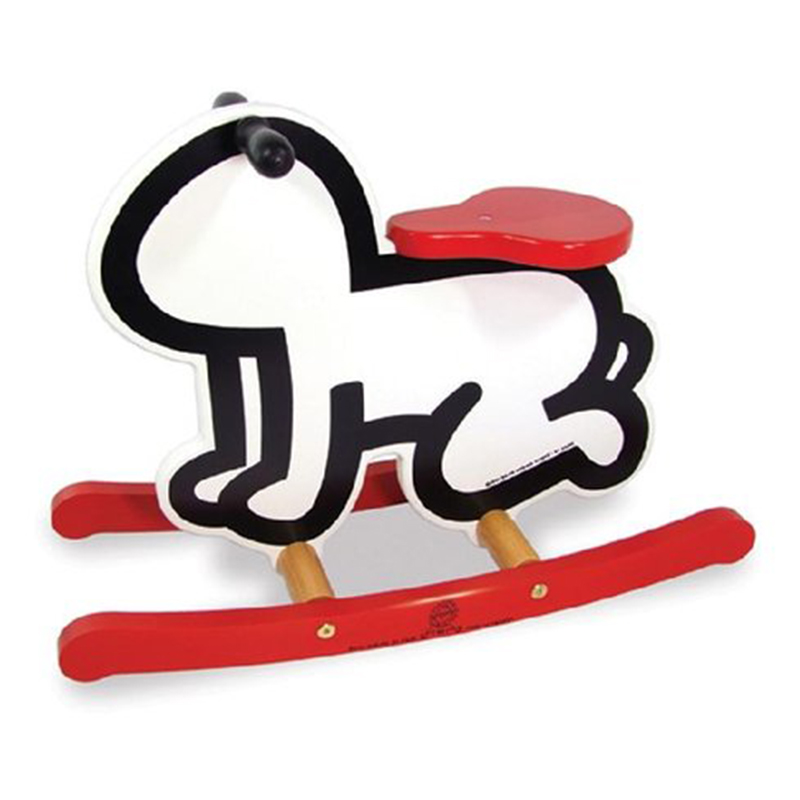 Детская деревянная качалка VILAC KEITH HARING ROCKER BABY TOY-WHITE Красный Черный Белый в Санкт-петербурге | Loft Concept 