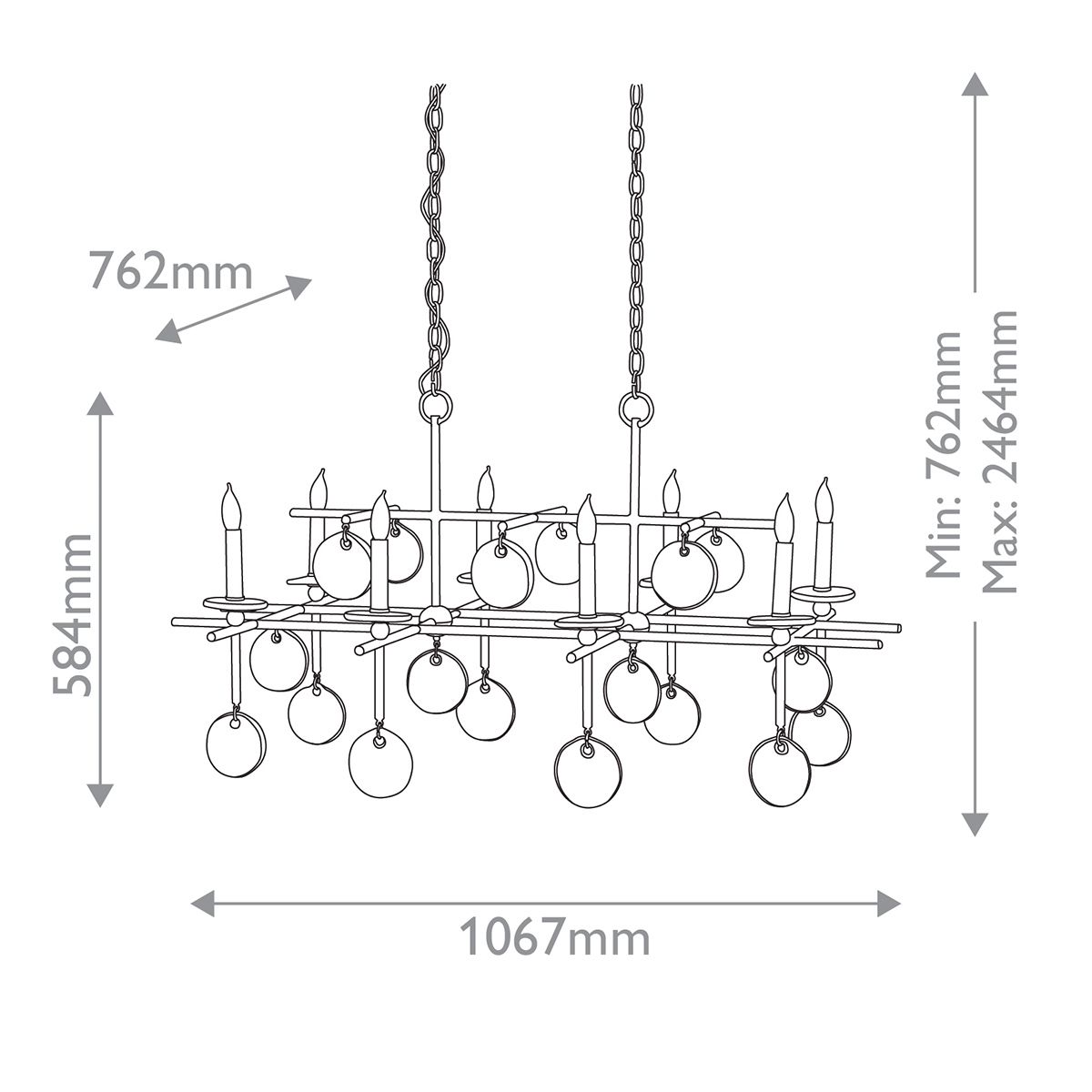 Люстра подвесная с 8-ю лампами и стеклянными круглыми подвесками Currey & Company в Санкт-петербурге