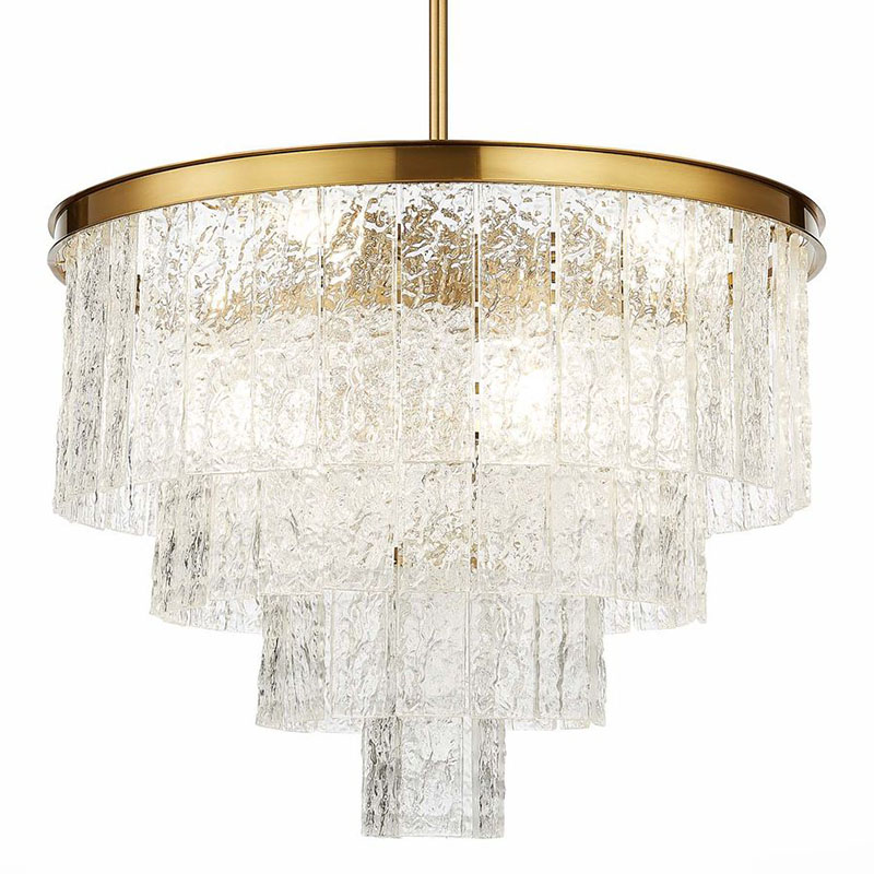 Люстра Renea Textured Glass Chandelier Brass D60 Латунь Прозрачное Стекло в Санкт-петербурге | Loft Concept 