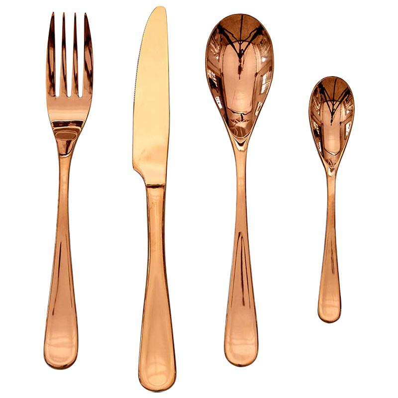 Столовые приборы на 4 персоны цвет медь Contemporary Cutlery Set Copper Медь в Санкт-петербурге | Loft Concept 