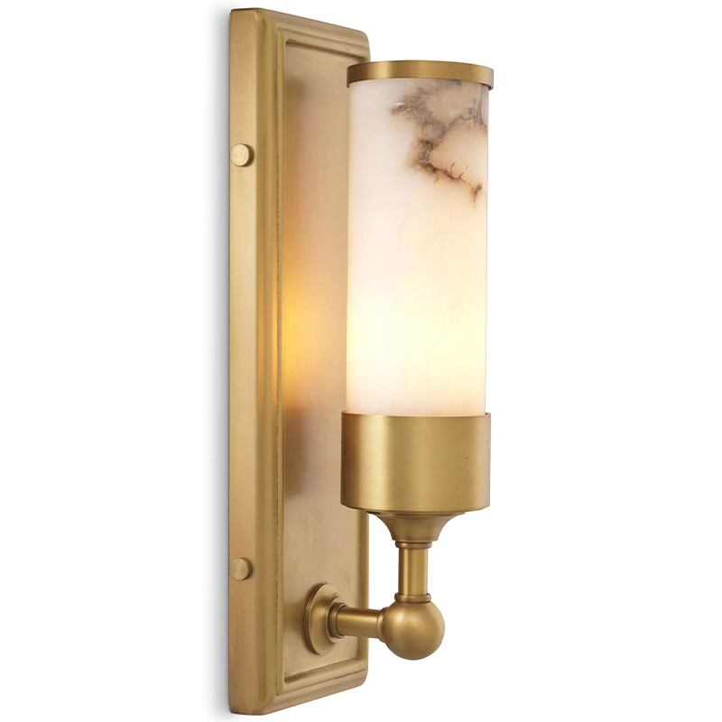 Бра Eichholtz Wall Lamp Valentine Alabaster Бежевый Белый Мрамор Bianco Латунь в Санкт-петербурге | Loft Concept 