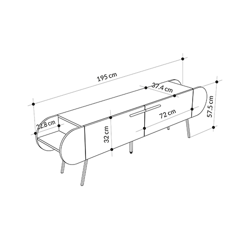 ТВ-тумба серая с 2-мя откидными дверцами и 2-мя открытыми полками CAPSULE TV STAND RETRO GREY в Санкт-петербурге