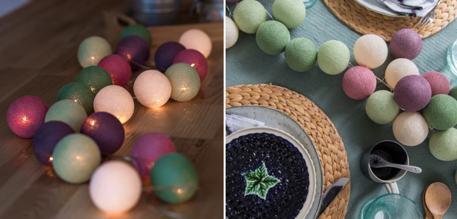 Гирлянда хлопковые фонарики Сotton Ball Forest Fruit - Loft-Concept в Санкт-петербурге