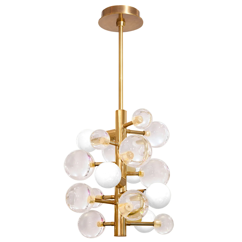 Светильник Jonathan Adler GLOBO FIVE-LIGHT CHANDELIER Clear Золотой Прозрачное Стекло Белый в Санкт-петербурге | Loft Concept 