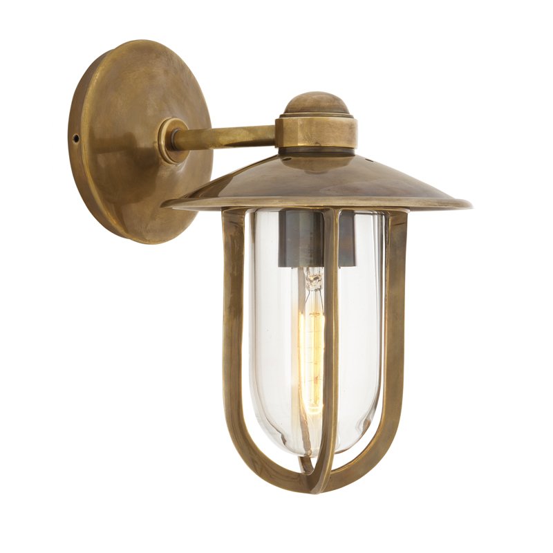 Бра Eichholtz Wall Lamp Seg Harbour Brass Латунь Античная полированная Прозрачное Стекло в Санкт-петербурге | Loft Concept 