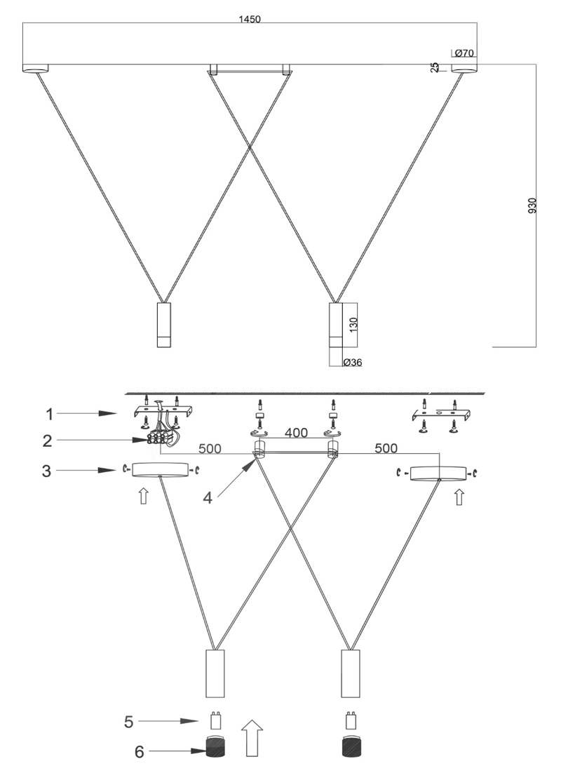 Wireflow LED White Suspension lam 2 патрона в Санкт-петербурге