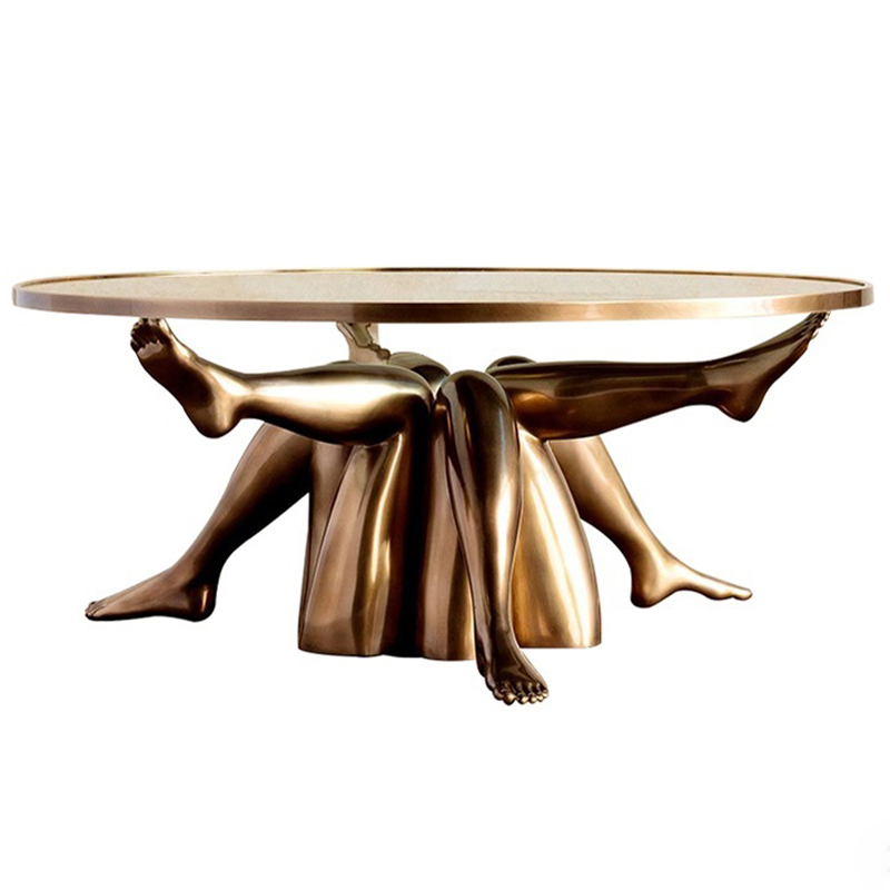 Журнальный стол дизайн Kelly Wearstler Superluxe Isadora Table Латунь Прозрачное Стекло в Санкт-петербурге | Loft Concept 