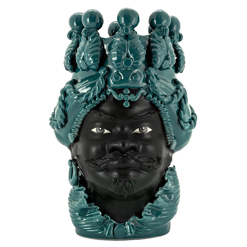 Ваза VASE MORO BIG MAN SIMPLY MAT dark turquoise Черный Бирюзовый в Санкт-петербурге | Loft Concept 