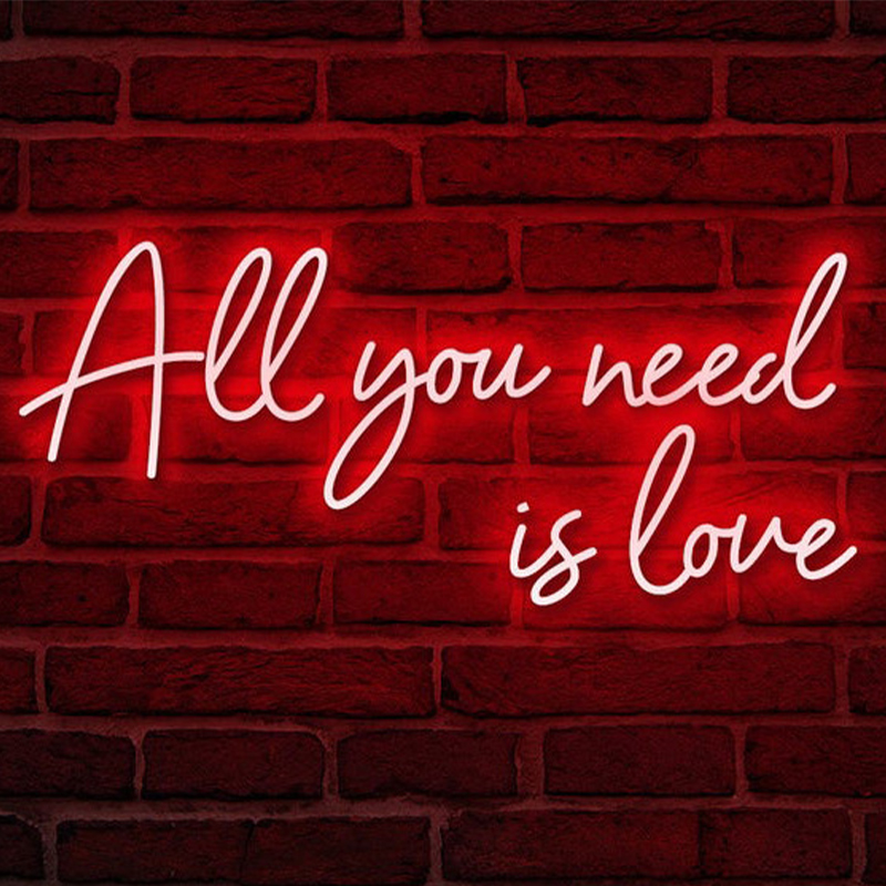 Неоновая настенная лампа All You Need is Love Neon Wall Lamp Красный Прозрачный Красный в Санкт-петербурге | Loft Concept 