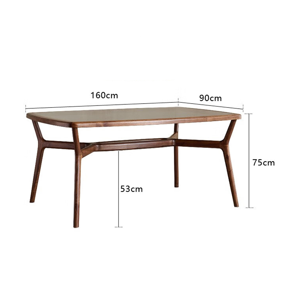 Стол обеденный с каркасом из дерева и стеклянной столешницей Walnut Dining Table в Санкт-петербурге