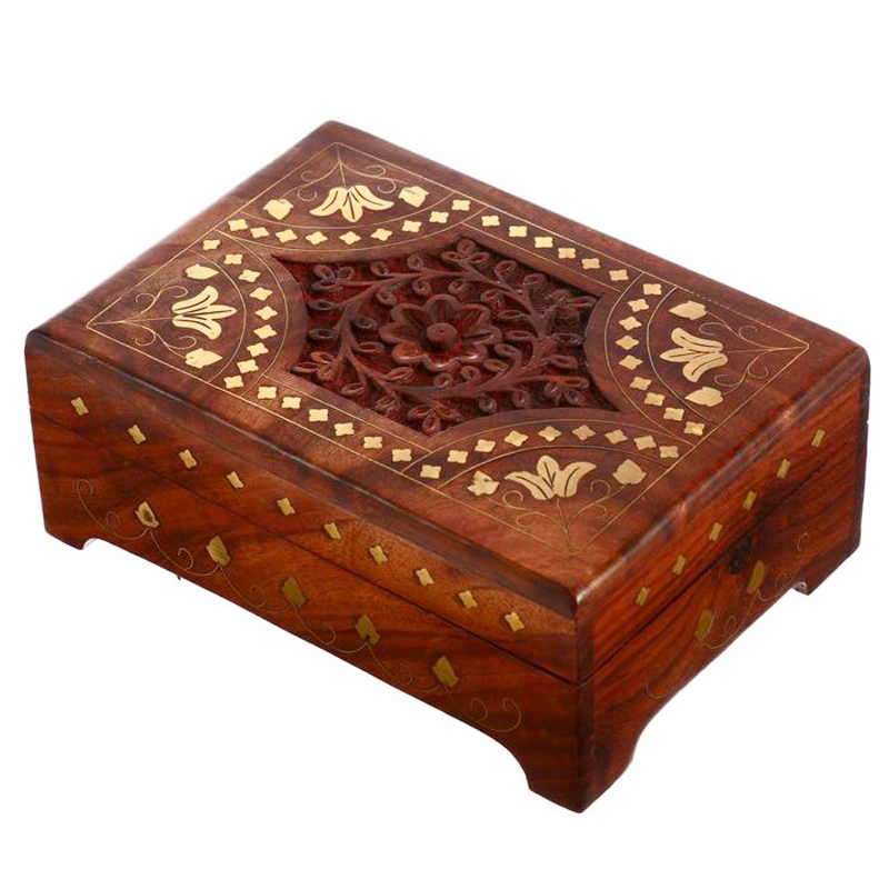 Шкатулка Fulari Indian Inlay Box Коричневый в Санкт-петербурге | Loft Concept 