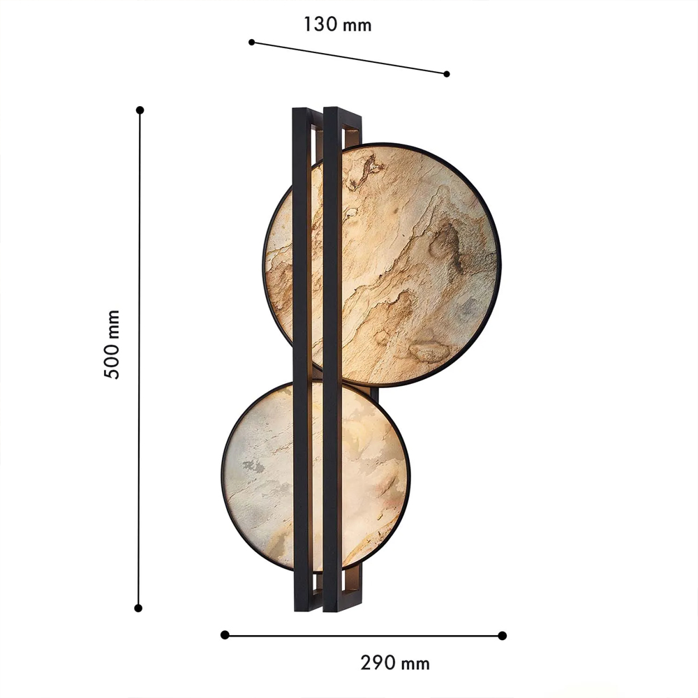 Бра из двух каменных дисков в металлической раме Constellation в Санкт-петербурге