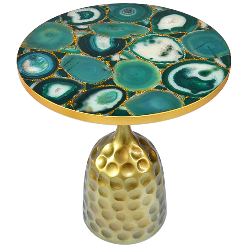 Приставной стол Cluster Surface Green Agate Side Table Зеленый Латунь Золотой в Санкт-петербурге | Loft Concept 