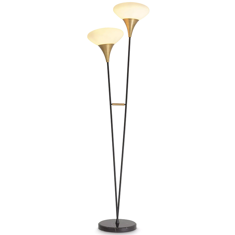 Торшер Eichholtz Floor Lamp Duco Латунь Белый Черный Черный Мрамор Nero в Санкт-петербурге | Loft Concept 