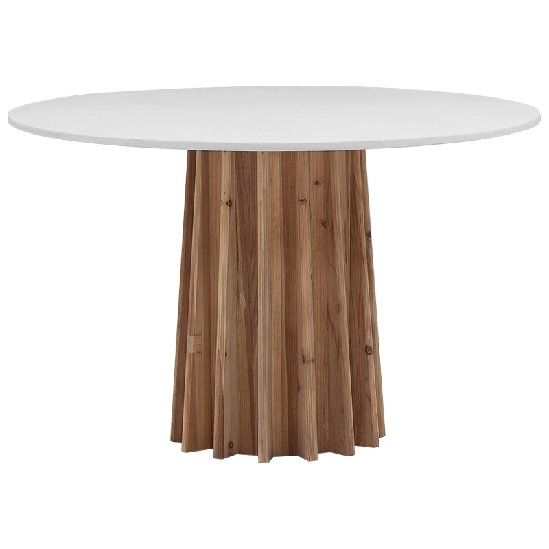 Обеденный круглый стол Seamus White Concrete Wood Dining Table Белый Древесина в Санкт-петербурге | Loft Concept 