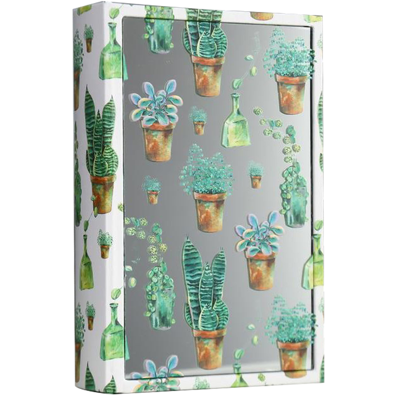 Шкатулка-книга Succulents Mirror Book Box Белый Зеленый Коричневый в Санкт-петербурге | Loft Concept 