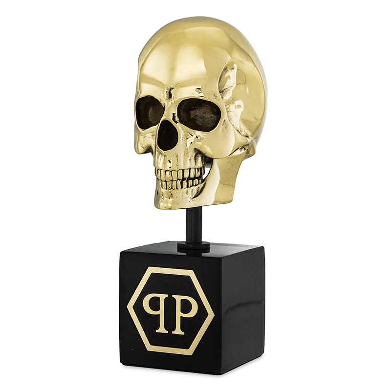 Статуэтка Philipp Plein Gold Skull S Золотой Черный в Санкт-петербурге | Loft Concept 