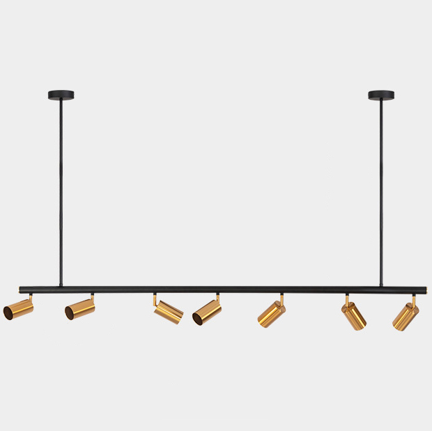 Реечный светильник с поворотными спотами LINO Латунь Черный в Санкт-петербурге | Loft Concept 