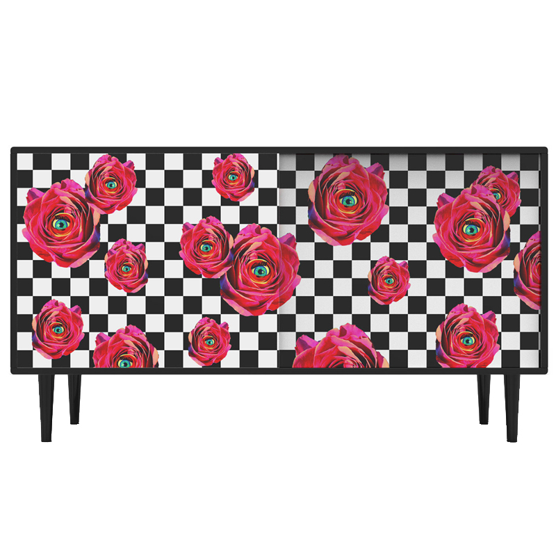 Комод Toiletpaper Roses on check Retro Furniture with a Surreal Mood Красный Комод Toiletpaper Roses on check Retro Furniture with a Surreal Mood Красный в Санкт-петербурге | Loft Concept