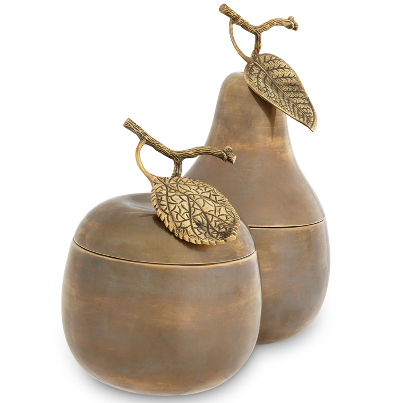 Комплект шкатулок Eichholtz Box Apple & Pear set of 2 brass Винтажная латунь в Санкт-петербурге | Loft Concept 