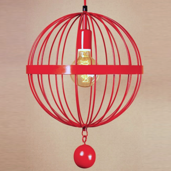 Подвесной светильник Wire Cage Pendant Spher Red Красный в Санкт-петербурге | Loft Concept 