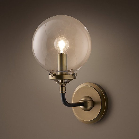 Бра Bistro Globe Clear Glass Single Sconce Brass  в Санкт-петербурге | Loft Concept 