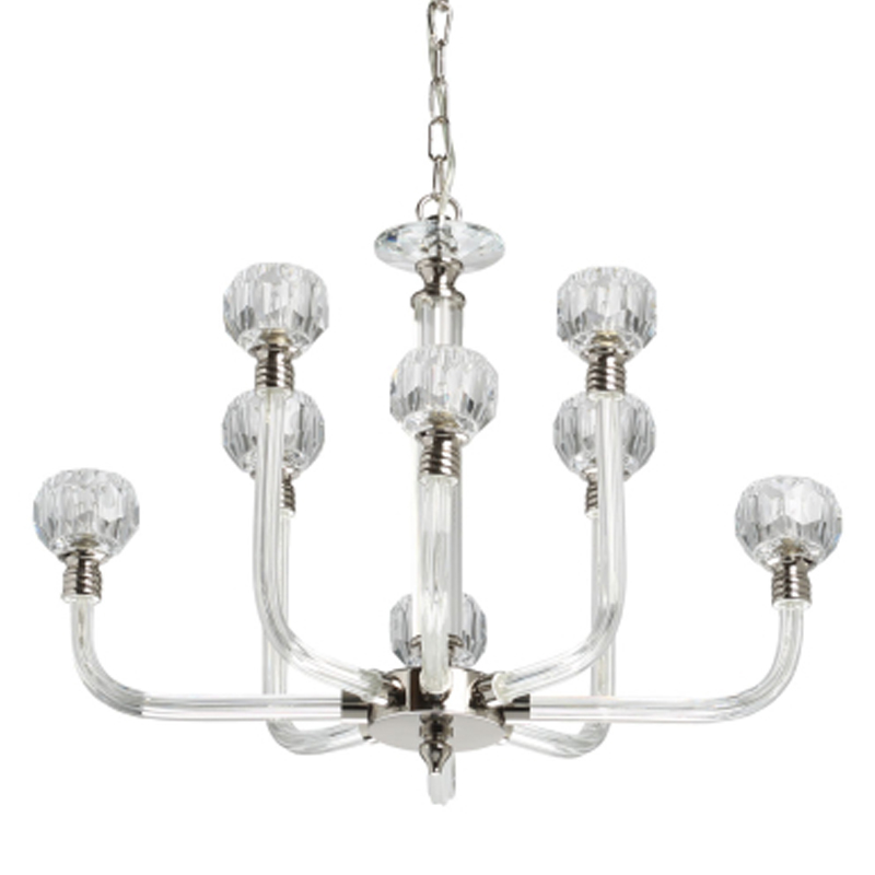 Люстра с 8-ю лампами и гранеными стеклянными плафонами Prism Gala Серый Прозрачный в Санкт-петербурге | Loft Concept 