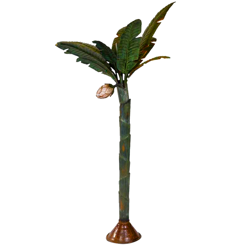 Торшер Дизайнерский Зеленый Банан Painted Metal Sculpture of Palm or Banana Tree and Flower Искусственная бурая ржавчина Зеленый в Санкт-петербурге | Loft Concept 