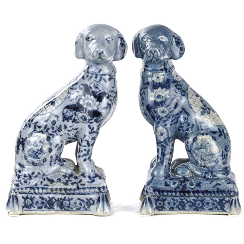 Статуэтки Oriental Blue & White Ornament Dogs набор из 2-х штук Белый Синий в Санкт-петербурге | Loft Concept 