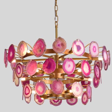 Люстра Agate Burst Chandelier 3 Round pink Розовый пастельный Золотой в Санкт-петербурге | Loft Concept 