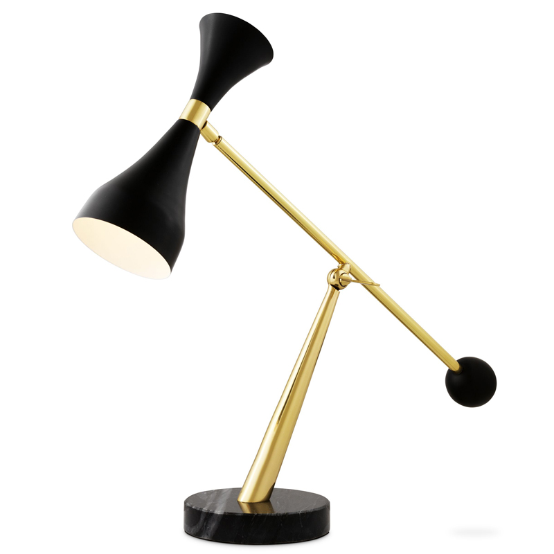 Настольная лампа Eichholtz Desk Lamp Cordero Черный Латунь Черный Мрамор Nero в Санкт-петербурге | Loft Concept 