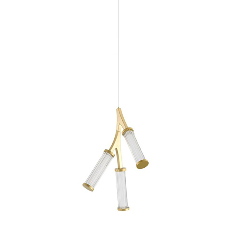 Люстра Cylinder Branches Chandelier Gold 3 Золотой Прозрачный в Санкт-петербурге | Loft Concept 