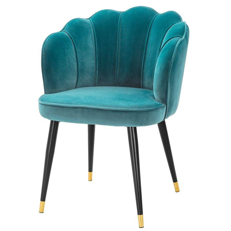 Стул Eichholtz Dining Chair Bristol sea green Бирюзовый Черный Латунь в Санкт-петербурге | Loft Concept 