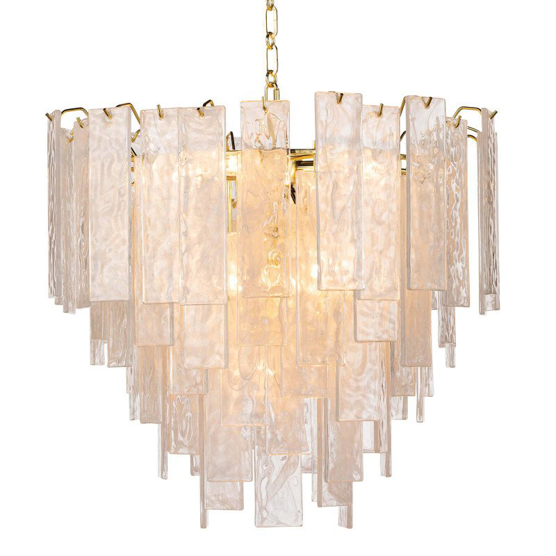 Люстра Textured Glass Chandelier Rectangular Pendants Золотой Прозрачный (Transparent) в Санкт-петербурге | Loft Concept 