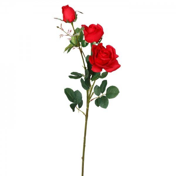 Декоративный искусственный цветок Large Branch Red Rose Зеленый Красный в Санкт-петербурге | Loft Concept 