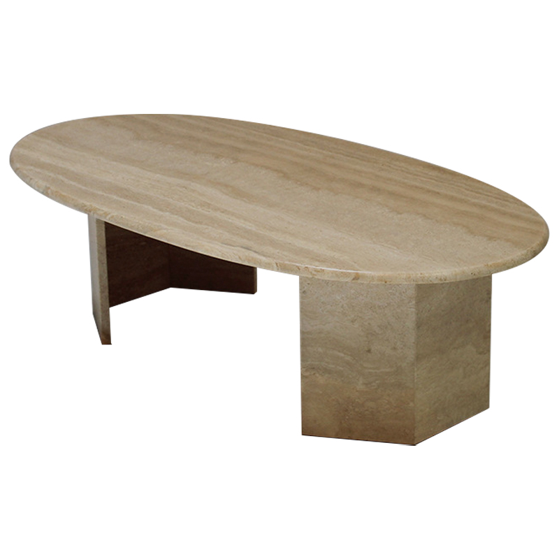 Кофейный стол Oval Travertine Coffee Table Коричневый в Санкт-петербурге | Loft Concept 