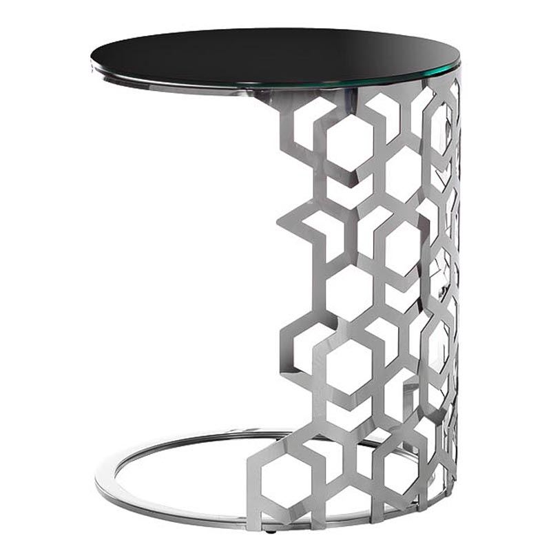 Приставной стол Yen Geometry Side Table silver 60 Серебряный в Санкт-петербурге | Loft Concept 