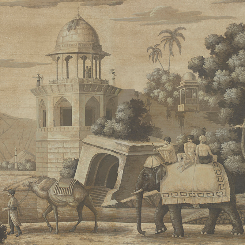 Обои ручная роспись Early Views of India Eau Forte on antique scenic Xuan paper  в Санкт-петербурге | Loft Concept 