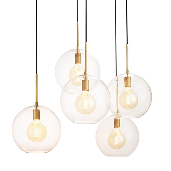 Люстра Chandelier Tango 5 light Латунь Античная полированная Темная бронза Прозрачное Стекло в Санкт-петербурге | Loft Concept 