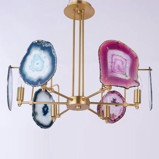 Люстра GALLERY 6 LIGHT CHANDELIER multi Color AGATE Золотой Мульти в Санкт-петербурге | Loft Concept 