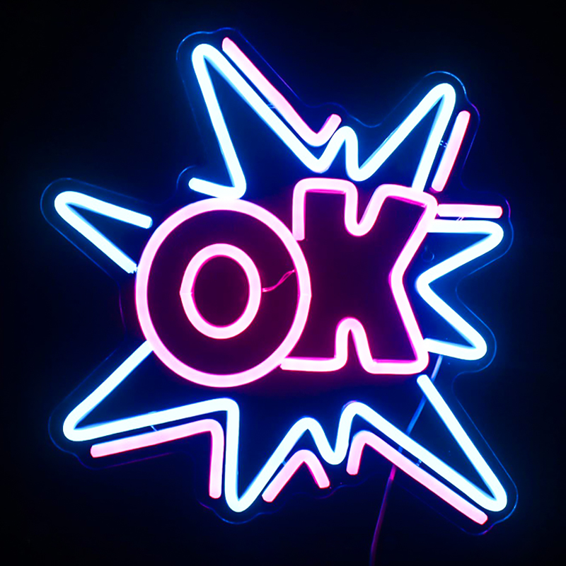 Неоновая настенная лампа Ok Neon Wall Lamp Прозрачный Синий Розовый в Санкт-петербурге | Loft Concept 